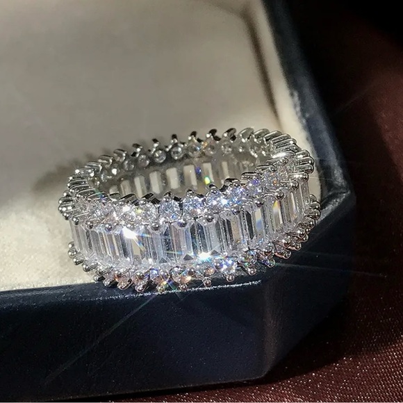 Artisan Jewelry - Artisan Silver Baguette and Pavé Eternity Ring